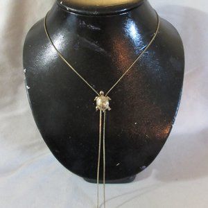VTG Avon Bolo Tie Gold Tone Turtle Necklace